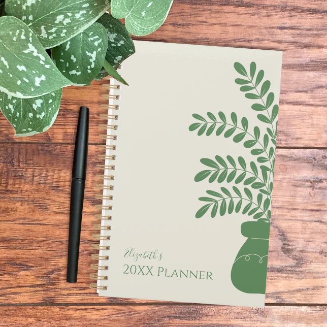 Yellow and Green Botanical Planner (Yellow and olive green simple botanical weekly and monthly planner . )