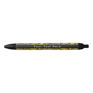 Yellow and Green Camo, Camouflage, Military, Army Black Ink Pen