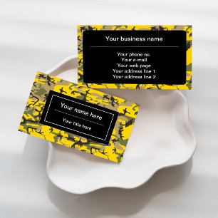 Yellow and Green Camo, Camouflage, Military, Army Business Card