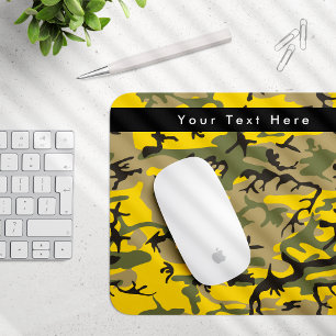 Yellow and Green Camo, Camouflage, Military, Army Mouse Pad