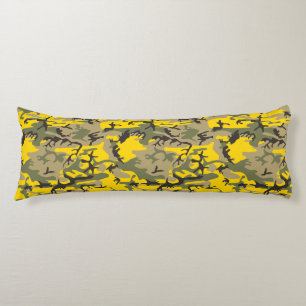 Yellow and Green Camouflage, Military, Army Body Cushion
