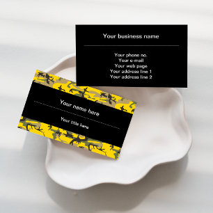 Yellow and Green Camouflage, Military, Army Business Card