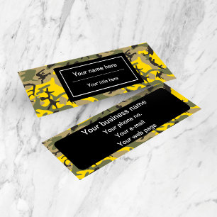 Yellow and Green Camouflage, Military, Army Mini Business Card