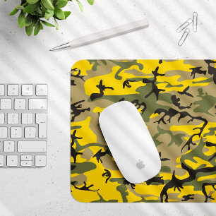 Yellow and Green Camouflage, Military, Army Mouse Pad