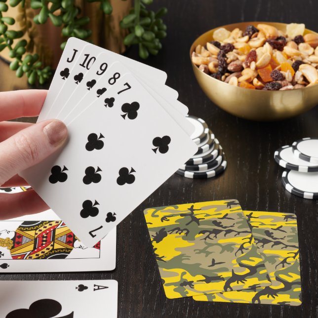 Yellow and Green Camouflage, Military, Army Playing Cards (In Situ)