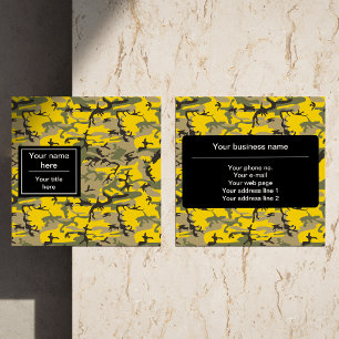 Yellow and Green Camouflage, Military, Army Square Business Card