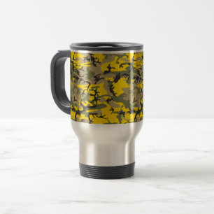 Yellow and Green Camouflage, Military, Army Travel Mug