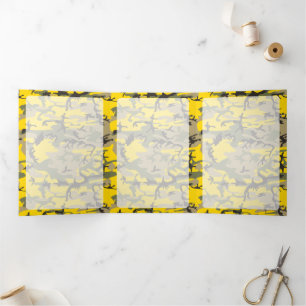 Yellow and Green Camouflage, Military, Army Tri-Fold Card