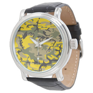 Yellow and Green Camouflage, Military, Army Watch