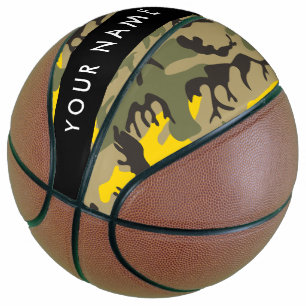 Yellow and Green Camouflage Your name Personalise Basketball