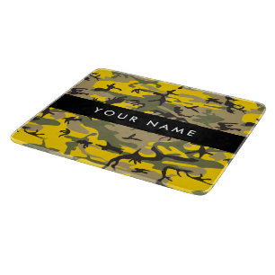 Yellow and Green Camouflage Your name Personalise Cutting Board