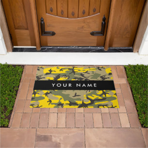 Yellow and Green Camouflage Your name Personalise Doormat