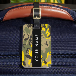 Yellow and Green Camouflage Your name Personalise Luggage Tag