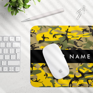 Yellow and Green Camouflage Your name Personalise Mouse Pad