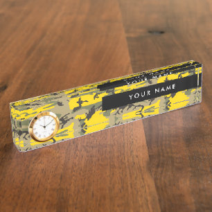 Yellow and Green Camouflage Your name Personalise Nameplate