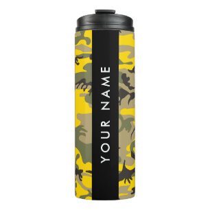 Yellow and Green Camouflage Your name Personalise Thermal Tumbler