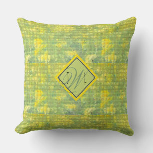 Yellow and Green Cheerful Abstract Geometric Cushion