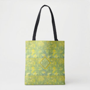 Yellow and Green Cheerful Abstract Geometric Tote Bag