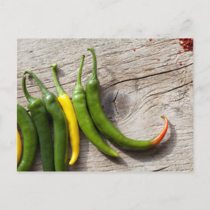 Yellow and Green Chilli Pepper Postcard
