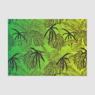 Yellow and green colour palm leafs tropical patter tissue paper