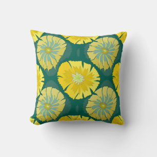 Yellow and Green Floral Design Cushion