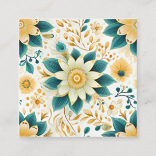 Yellow and Green Floral Seamless Pattern Calling Card