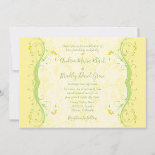 Yellow and Green Floral Wedding Invitation