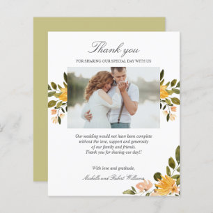 Yellow and green floral Wedding Photo THANK YOU