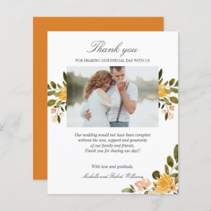 Yellow and green floral Wedding Photo THANK YOU