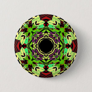 Yellow and Green geometric pattern 6 Cm Round Badge