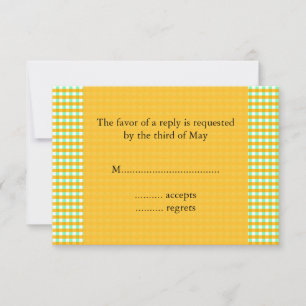 Yellow and Green Gingham Pattern RSVP Card