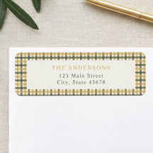 Yellow and Green Gingham Return Address