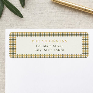 Yellow and Green Gingham Return Address