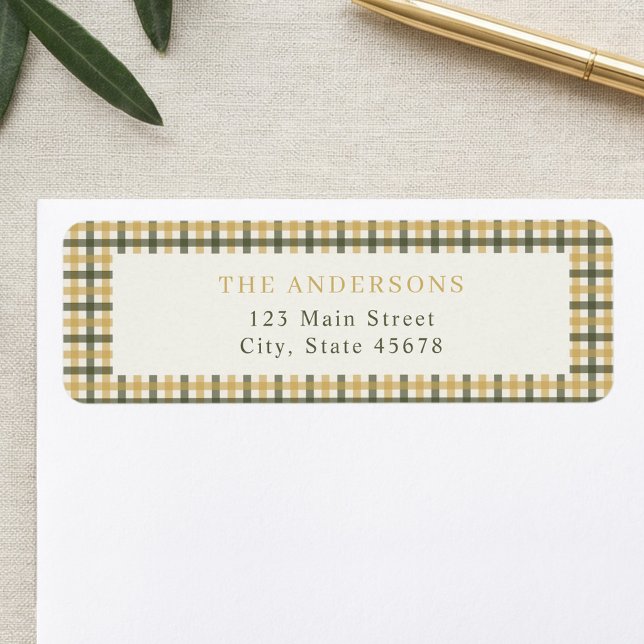 Yellow and Green Gingham Return Address (Creator Uploaded)