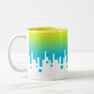 Yellow and green gradient dripping Two-Tone coffee mug