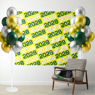 Yellow and Green Graduation Class Year Backdrop Tapestry