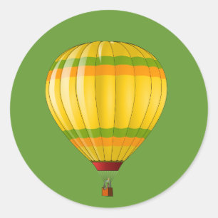 Yellow and Green Hot Air Balloon Classic Round Sticker