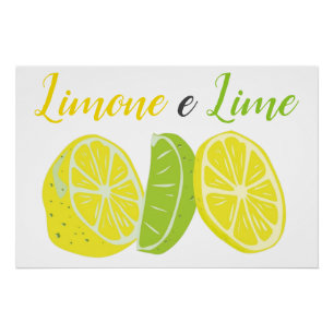Yellow and Green Italian Lemon and Lime Fruit Poster