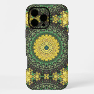 Yellow and Green Kaleidoscope Mandala Pattern iPhone 16 Pro Max Case