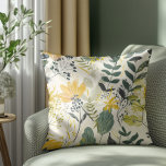 Yellow and Green Modern Botanical Pattern Cushion<br><div class="desc">Bring a touch of retro charm to your space with this elegant floral design. The botanical pattern features vibrant yellows and deep greens, creating a timeless look that blends effortlessly with grand millennial décor. Its mix of natural elements and artistic flair gives off a fresh yet nostalgic vibe, perfect for...</div>