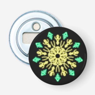Yellow and green neon flower bottle opener