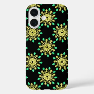 Yellow and green neon flower iPhone 16 case