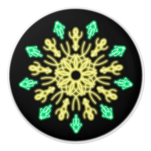 Yellow and green neon flower ceramic knob