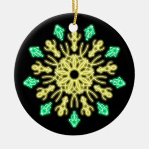 Yellow and green neon flower ceramic tree decoration