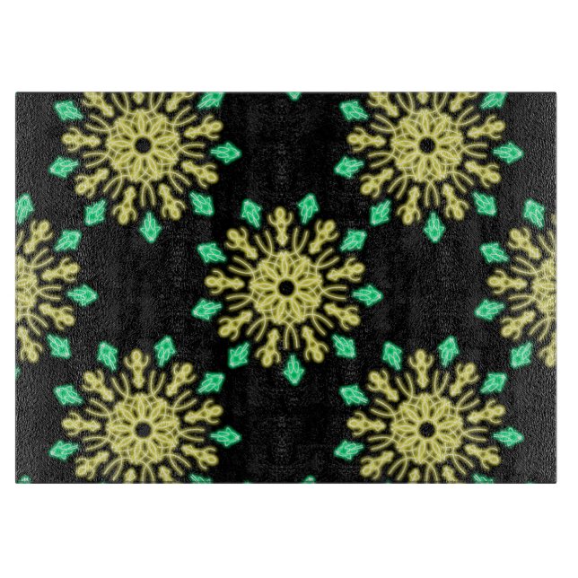 Yellow and green neon flower cutting board (Front)