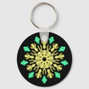 Yellow and green neon flower key ring