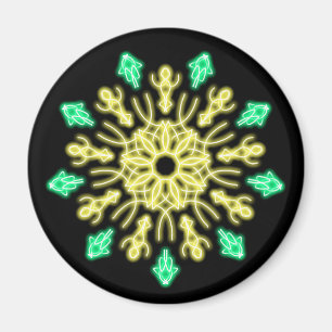 Yellow and green neon flower magnet