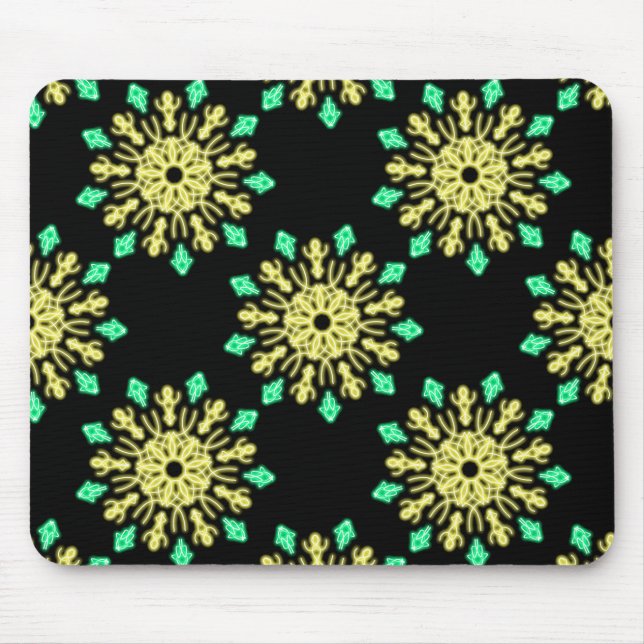 Yellow and green neon flower mouse pad (Front)