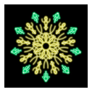 Yellow and green neon flower poster