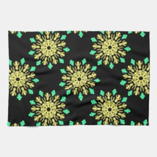 Yellow and green neon flower tea towel
